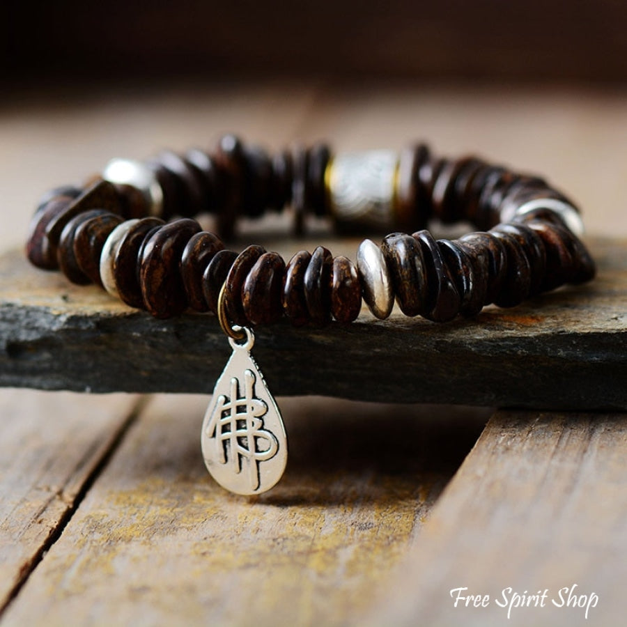 Natural Bronzite & Buddha Charm Bead Bracelet - Free Spirit Shop