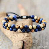 Natural Bue Sodalite & Picture Jasper Bead Bracelet - Free Spirit Shop