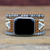 Natural Celestine Beaded Apple Watch Band - Free Spirit Shop