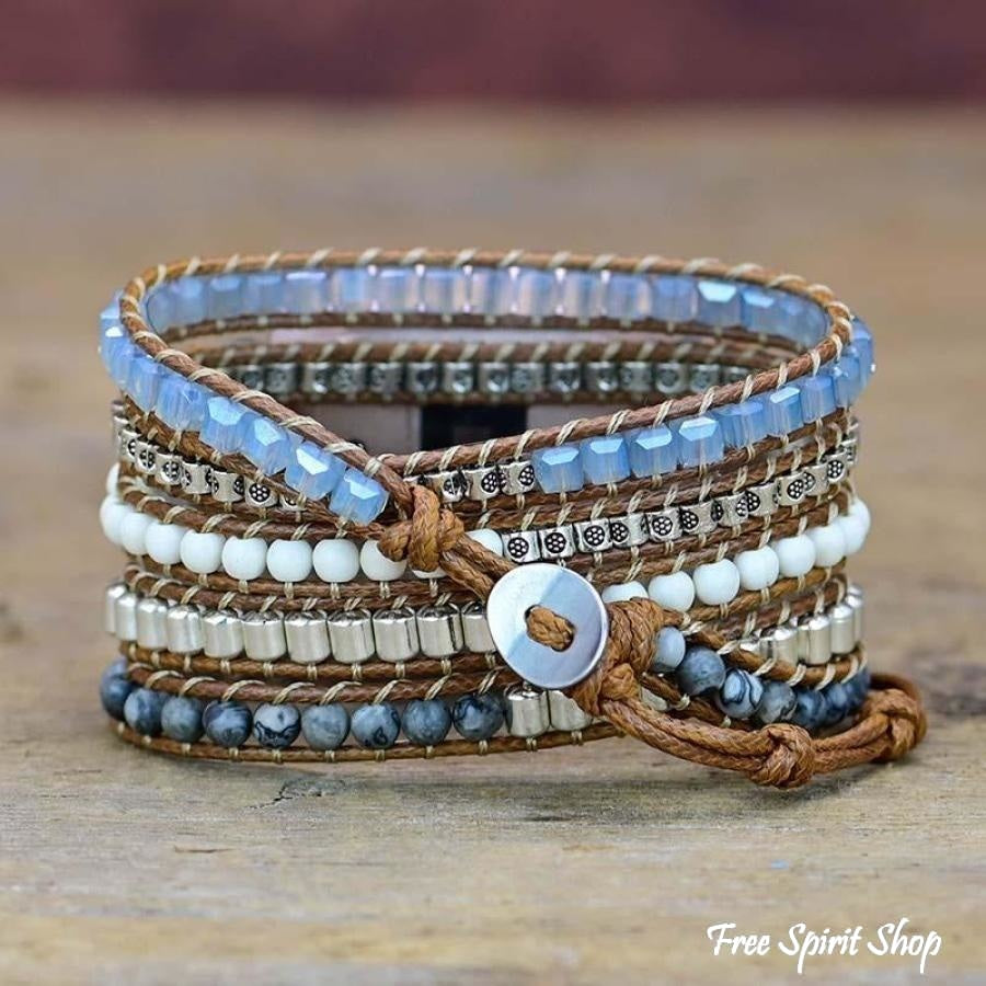 Natural Celestine Beaded Fitbit Versa Watch Band - Free Spirit Shop