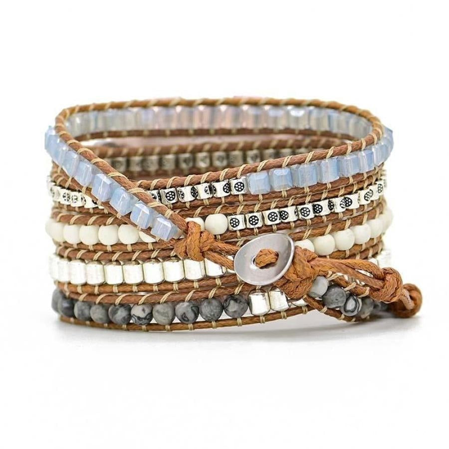 Natural Celestine Beaded Fitbit Versa Watch Band - Free Spirit Shop