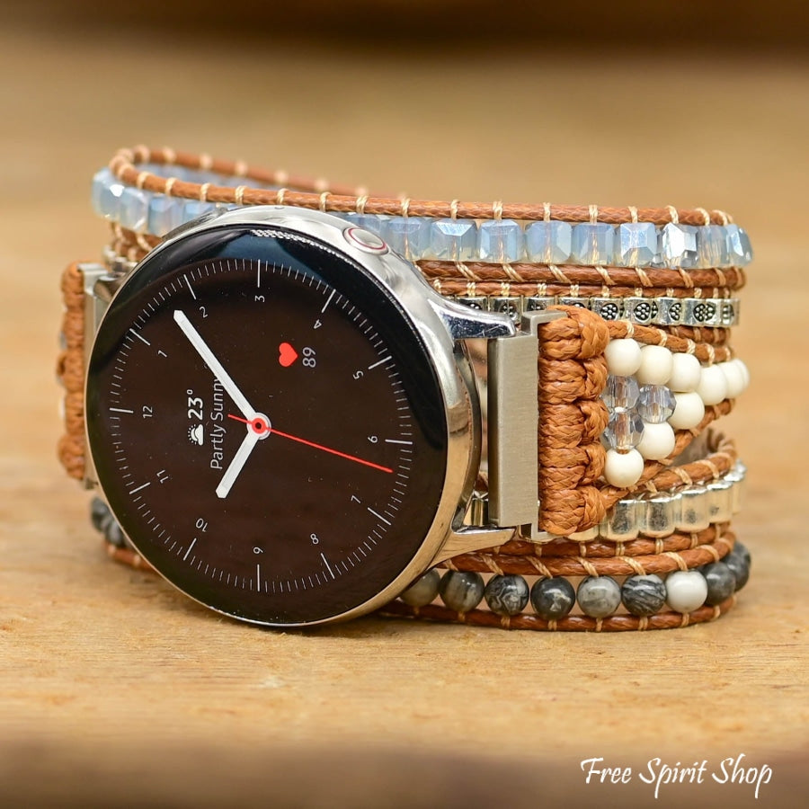 Natural Celestine Beaded Samsung Watch Band - Free Spirit Shop