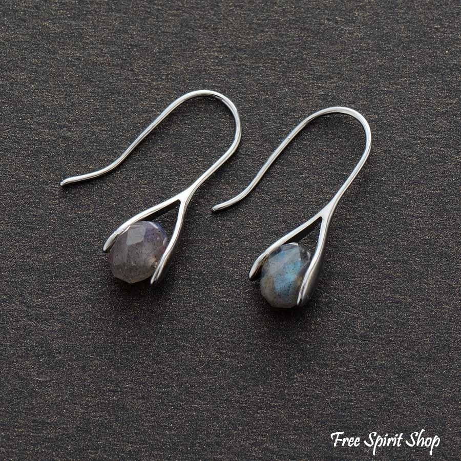 Natural Faceted Labradorite Drop Earrings - Free Spirit Shop