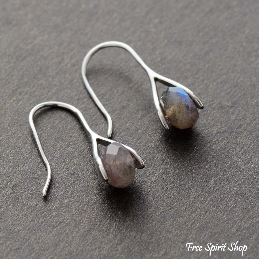 Natural Faceted Labradorite Drop Earrings - Free Spirit Shop