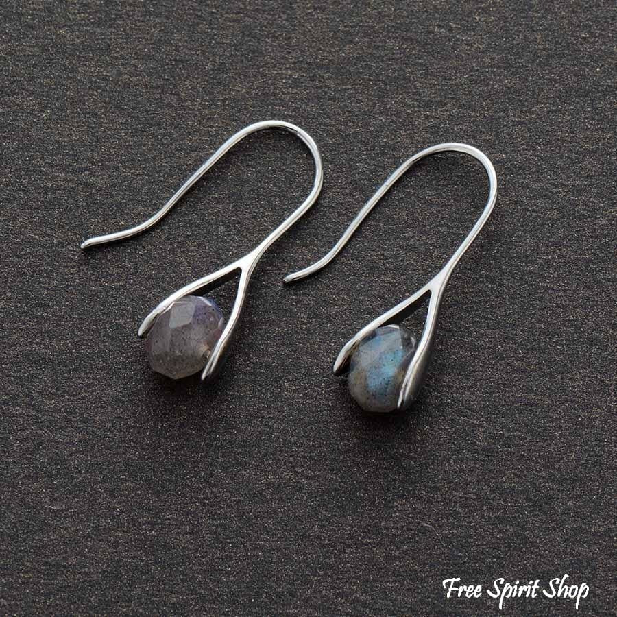 Natural Faceted Labradorite Drop Earrings - Free Spirit Shop