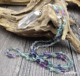 Natural Fluorite & Clear Quartz Gemstone Necklace - Free Spirit Shop