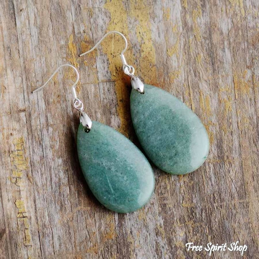 Natural Green Aventurine Tear-Drop Earrings - Free Spirit Shop