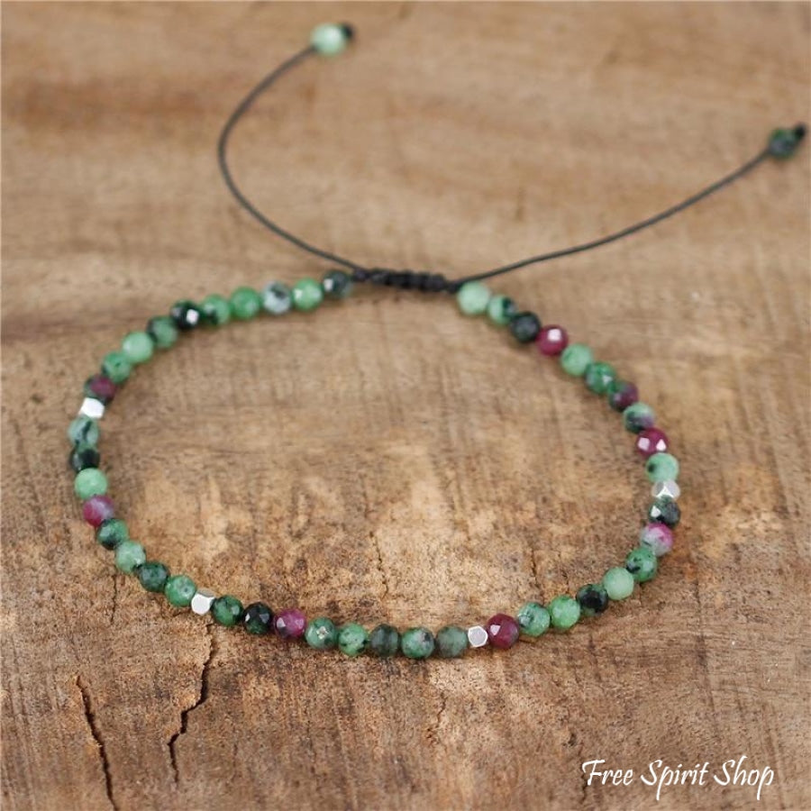 Natural Green Epidote Adjustable Bead Bracelet - Free Spirit Shop