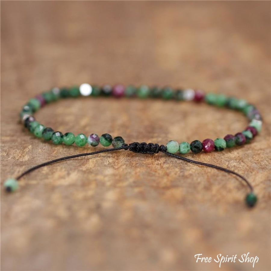 Natural Green Epidote Adjustable Bead Bracelet - Free Spirit Shop