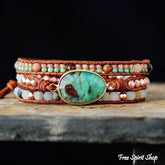 Natural Green Jade & Amazonite Wrap Bracelet - Free Spirit Shop