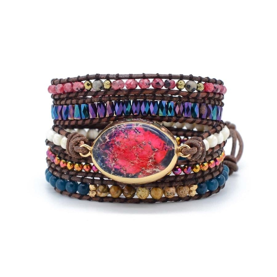 Natural Imperial Jasper & Apatite Wrap Bracelet - Free Spirit Shop