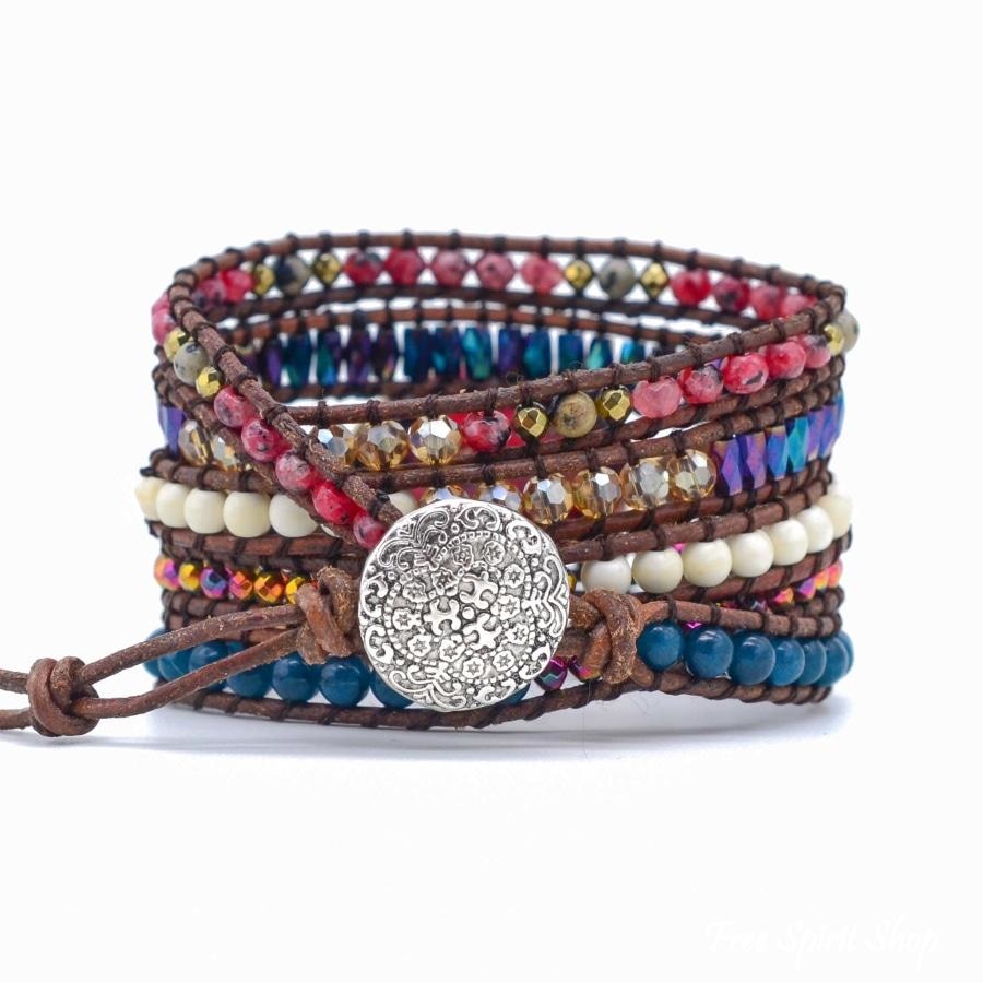 Natural Imperial Jasper & Apatite Wrap Bracelet - Free Spirit Shop