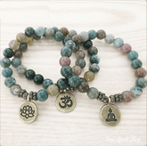 Natural Indian Agate Stone Buddha Mala Bead Bracelet - Free Spirit Shop