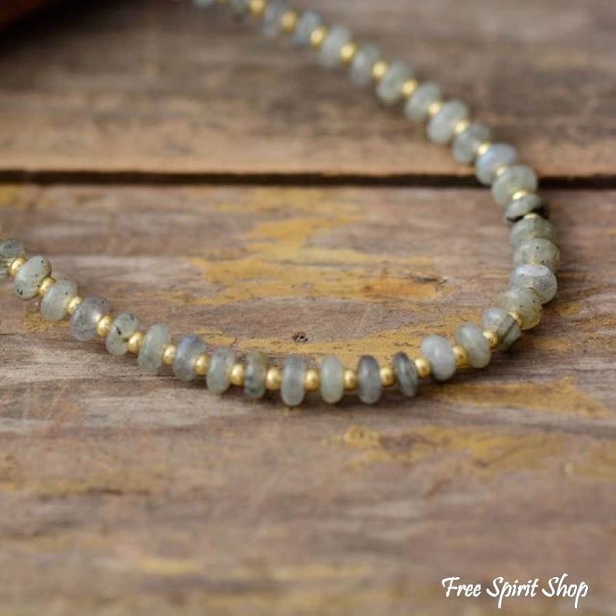 Natural Jasper & Labradorite Stone Bead Choker Necklace - Free Spirit Shop