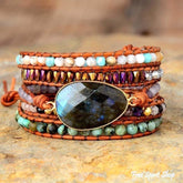 Natural Labradorite African Turquoise & Agate Wrap Bracelet - Free Spirit Shop