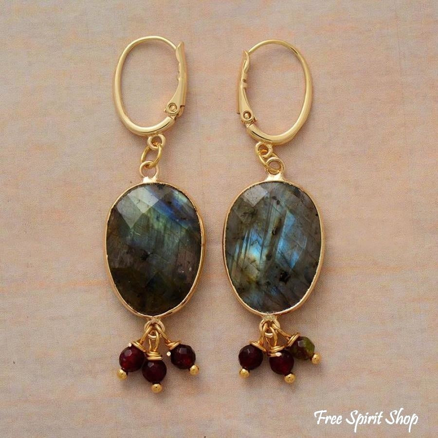 Natural Labradorite & Bead Earrings - Free Spirit Shop