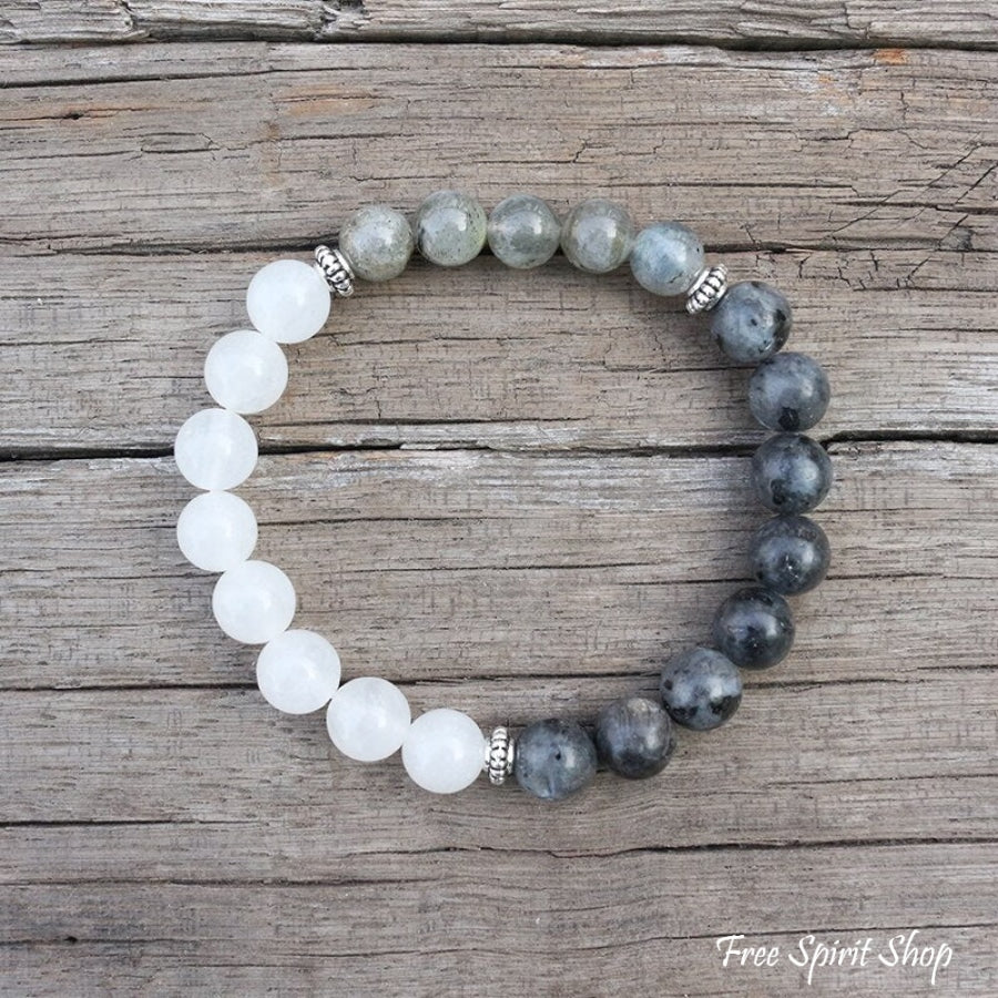 Natural Labradorite & White Stone Bead Bracelet - Free Spirit Shop