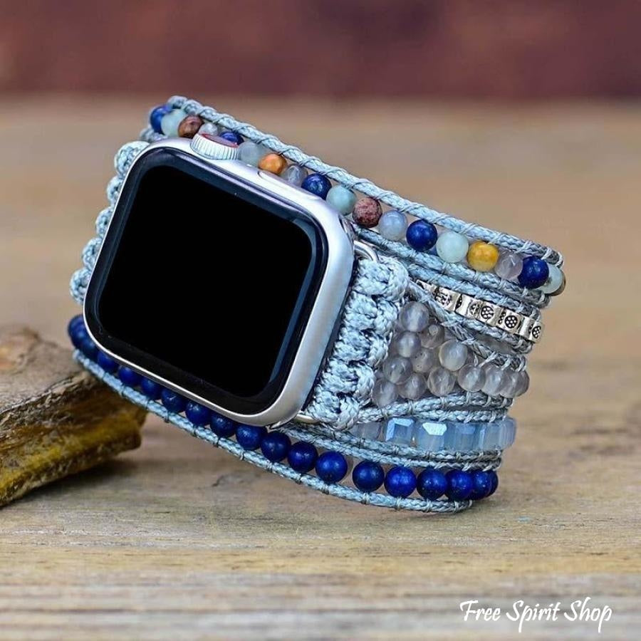 Natural Lapis Lazuli Beaded Apple Watch Band - Free Spirit Shop