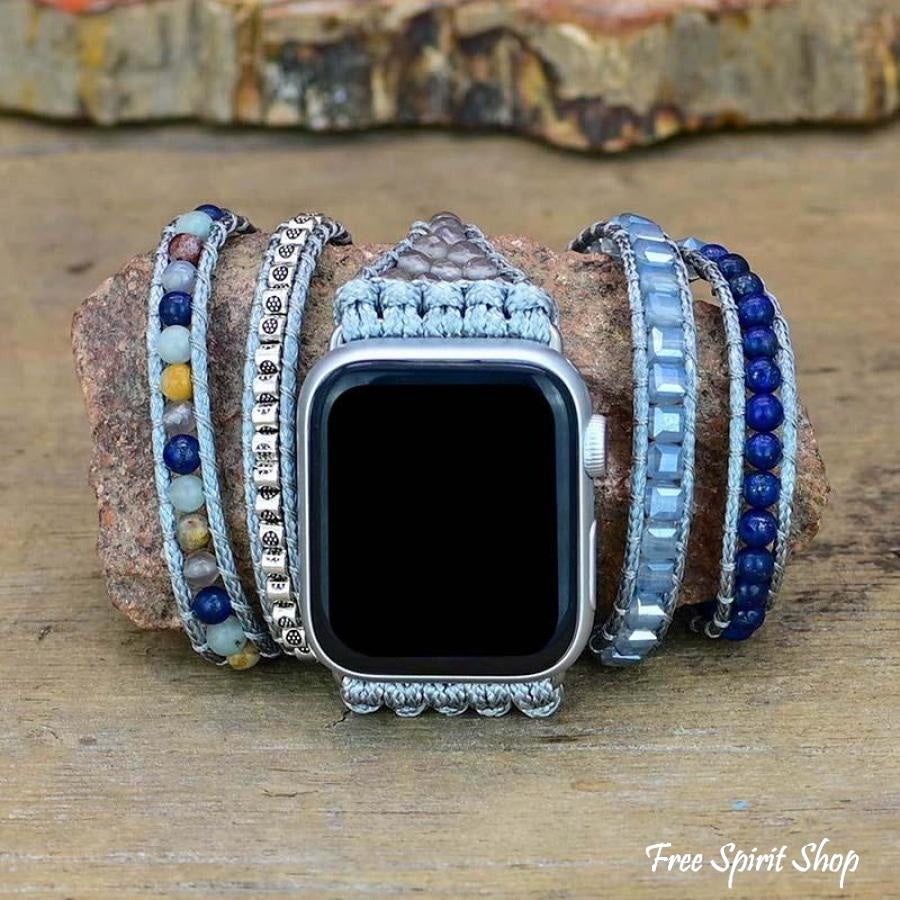 Natural Lapis Lazuli Beaded Apple Watch Band - Free Spirit Shop