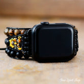 Natural Matte Black Onyx & Picture Jasper Apple Watch Band - Free Spirit Shop