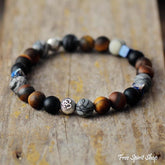 Natural Matte Tiger Eye Jasper & Onyx Bead Bracelet - Free Spirit Shop