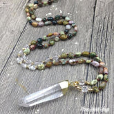 Natural Ocean Jasper & Clear Quartz Pendant Necklace - Free Spirit Shop