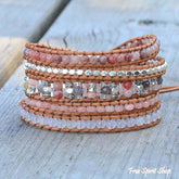 Natural Pink Aventurine & Sunstone Wrap Bracelet - Free Spirit Shop