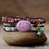 Natural Pink Tourmaline & Prehnite Wrap Bracelet - Free Spirit Shop