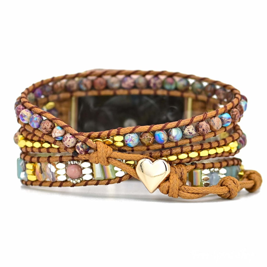 Natural Purple Jasper & Rhodonite Beaded Fitbit Watch Band - Free Spirit Shop