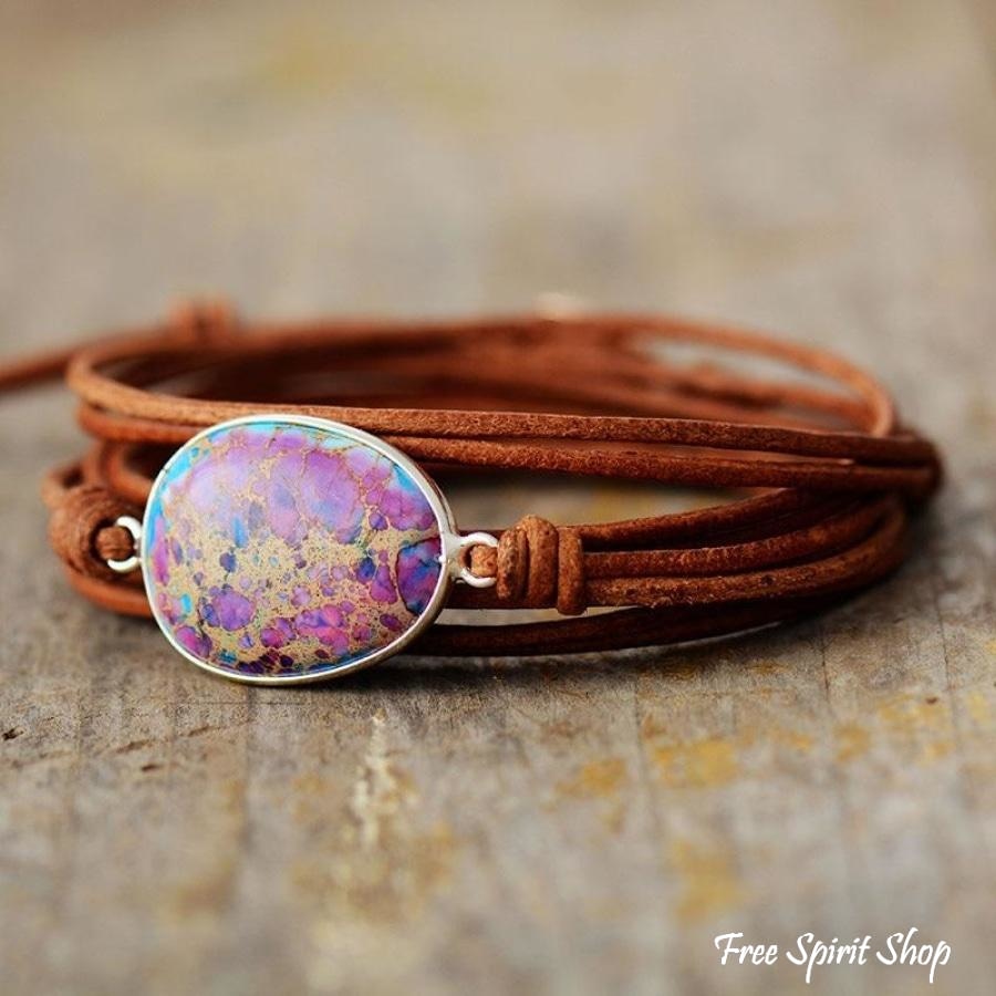 Natural Purple Jasper Rope Wrap Bracelet - Free Spirit Shop
