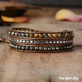 Natural Pyrite Bronze Wrap Bracelet - Free Spirit Shop