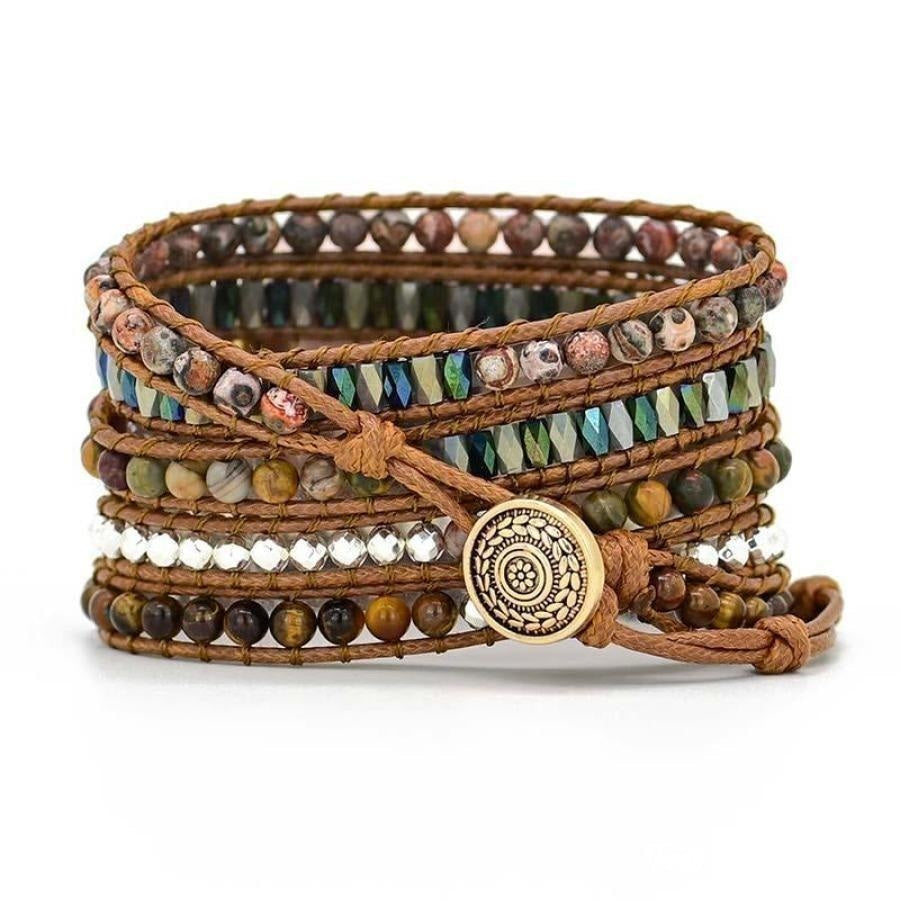 Natural Red Jasper & Tiger Eye Beaded Fitbit Versa Watch Band - Free Spirit Shop