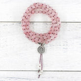 Natural Rose Quartz & Mandala Flower Mala Bead Necklace - Free Spirit Shop