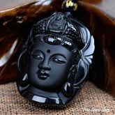 Natural Semi-Precious Obsidian Buddha Head Necklace - Free Spirit Shop