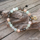 Natural Sunstone Fluorite & Smoky Quartz Bead Bracelet - Free Spirit Shop