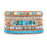 Natural Turquoise & Jasper Beaded Wrap Bracelet - Free Spirit Shop