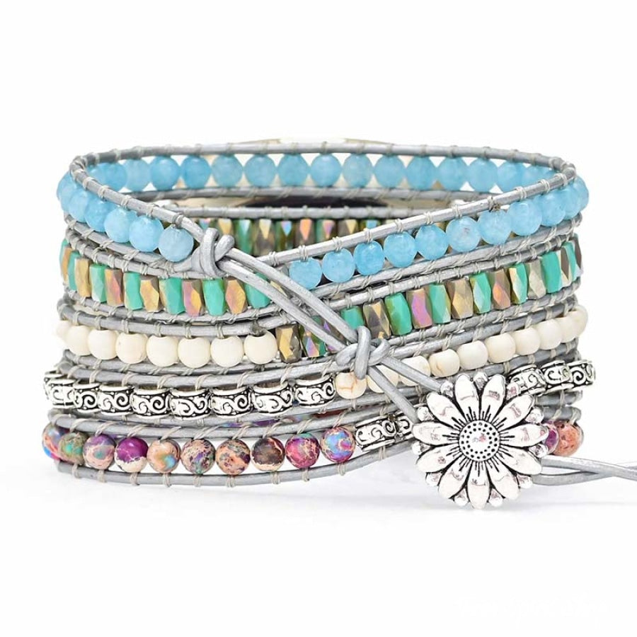 Purple Jasper & Aqua Blue Beaded Fitbit Watch Band - Free Spirit Shop