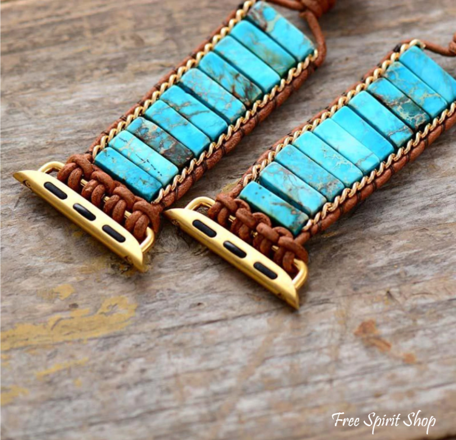 Turquoise Jasper Tube Apple Watch Band - Free Spirit Shop