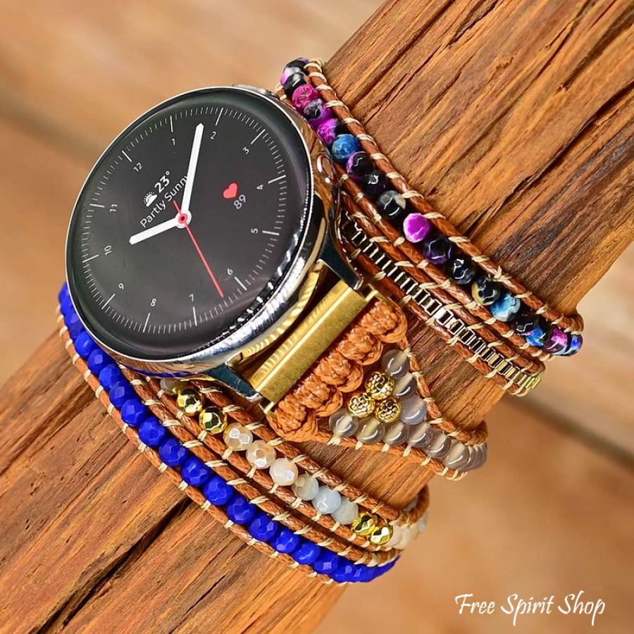 Vibrant Blue Bead Samsung Watch Band - Free Spirit Shop