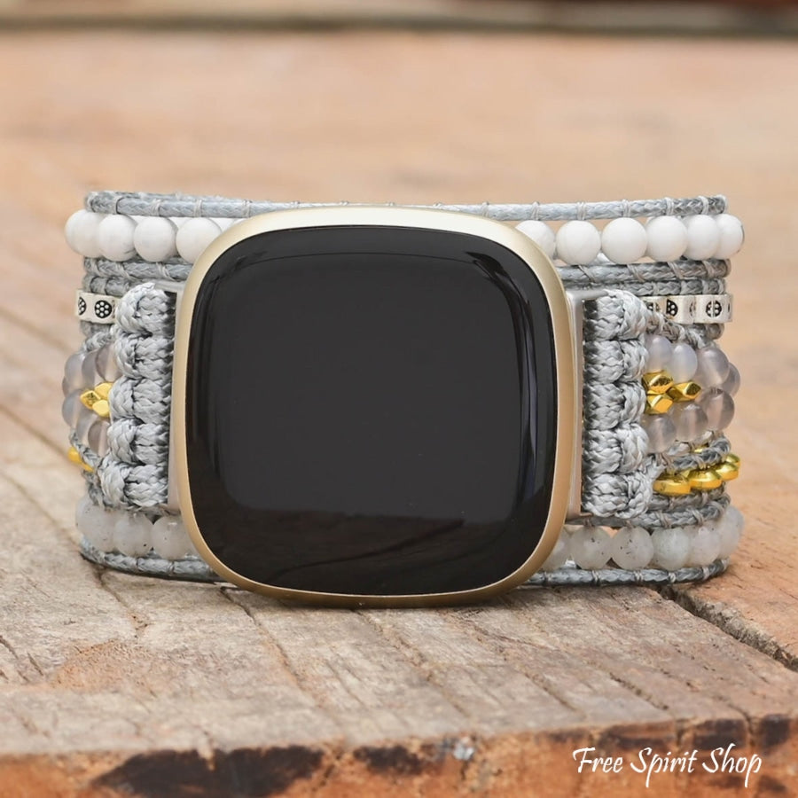White Howlite Gray Quartz Fitbit Watch Band