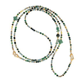 4-in-1 Natural Stone Emerald Forest Beaded Chain – Necklace, Choker, Bracelet & Phone Chain Accessory