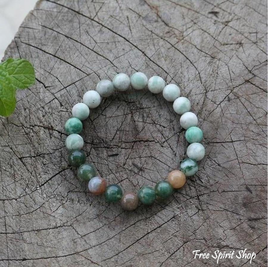 108 Lucky Jasper & Indian Agate Mala Beads Necklace/ Bracelet - Free Spirit Shop