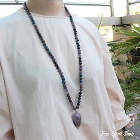108 Natural Amethyst & Garnet Mala Bead Necklace / Bracelet - Free Spirit Shop