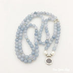 108 Natural Aquamarine & Pearl Mala Prayer Beads