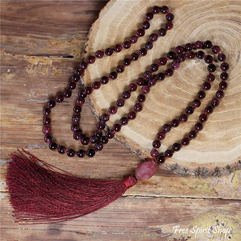 Garnet mala necklace Clearance