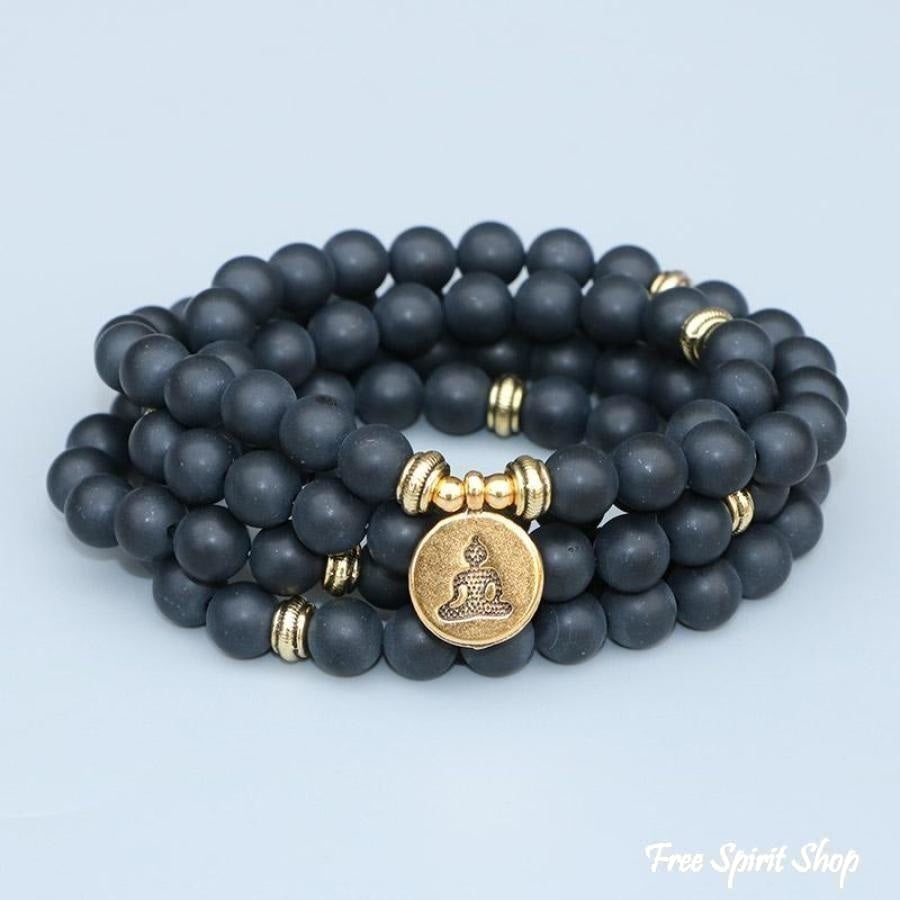 108 Natural Matte Black Onyx Mala Bead Bracelet - Free Spirit Shop