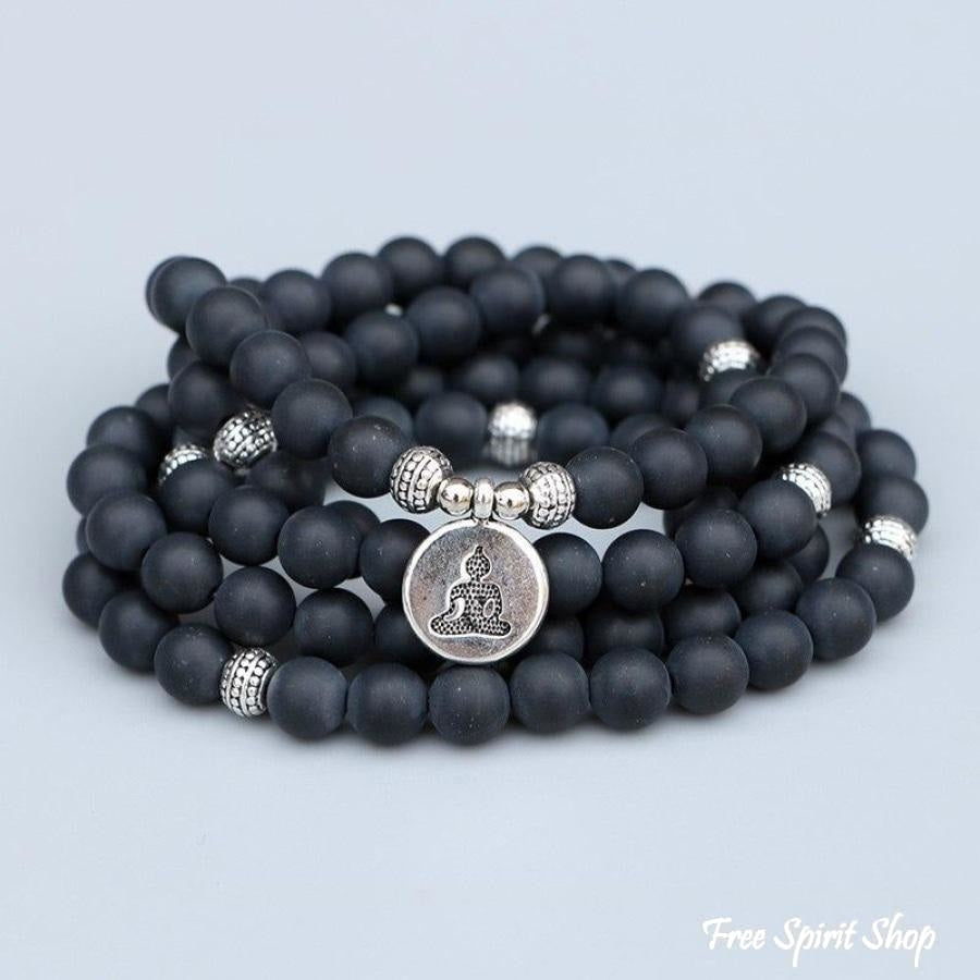 108 Natural Matte Black Onyx Mala Bead Bracelet - Free Spirit Shop