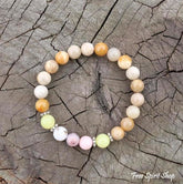 108 Olive Jade Sunstone & Pink Opal Mala Bead Necklace / Bracelet - Free Spirit Shop