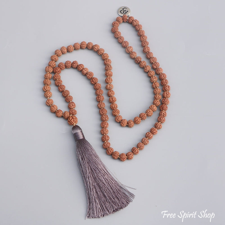 108 Rudraksha Seed & Zen Charm Mala Bead Necklace - Free Spirit Shop