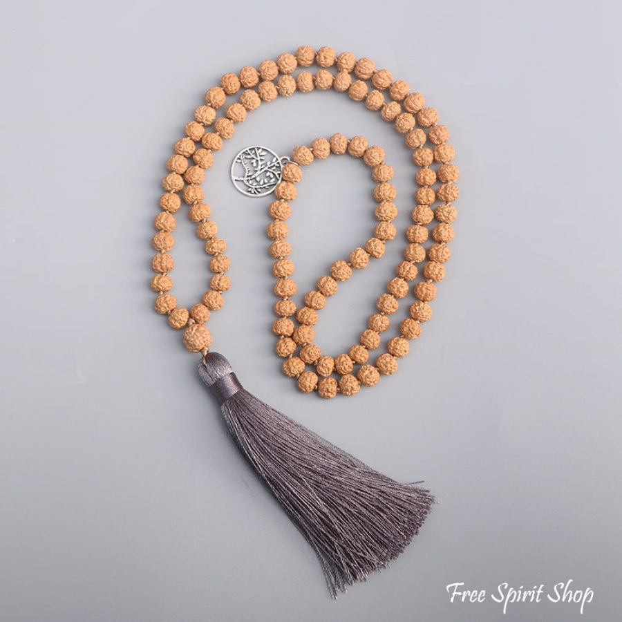 108 Rudraksha Seed & Zen Charm Mala Bead Necklace - Free Spirit Shop